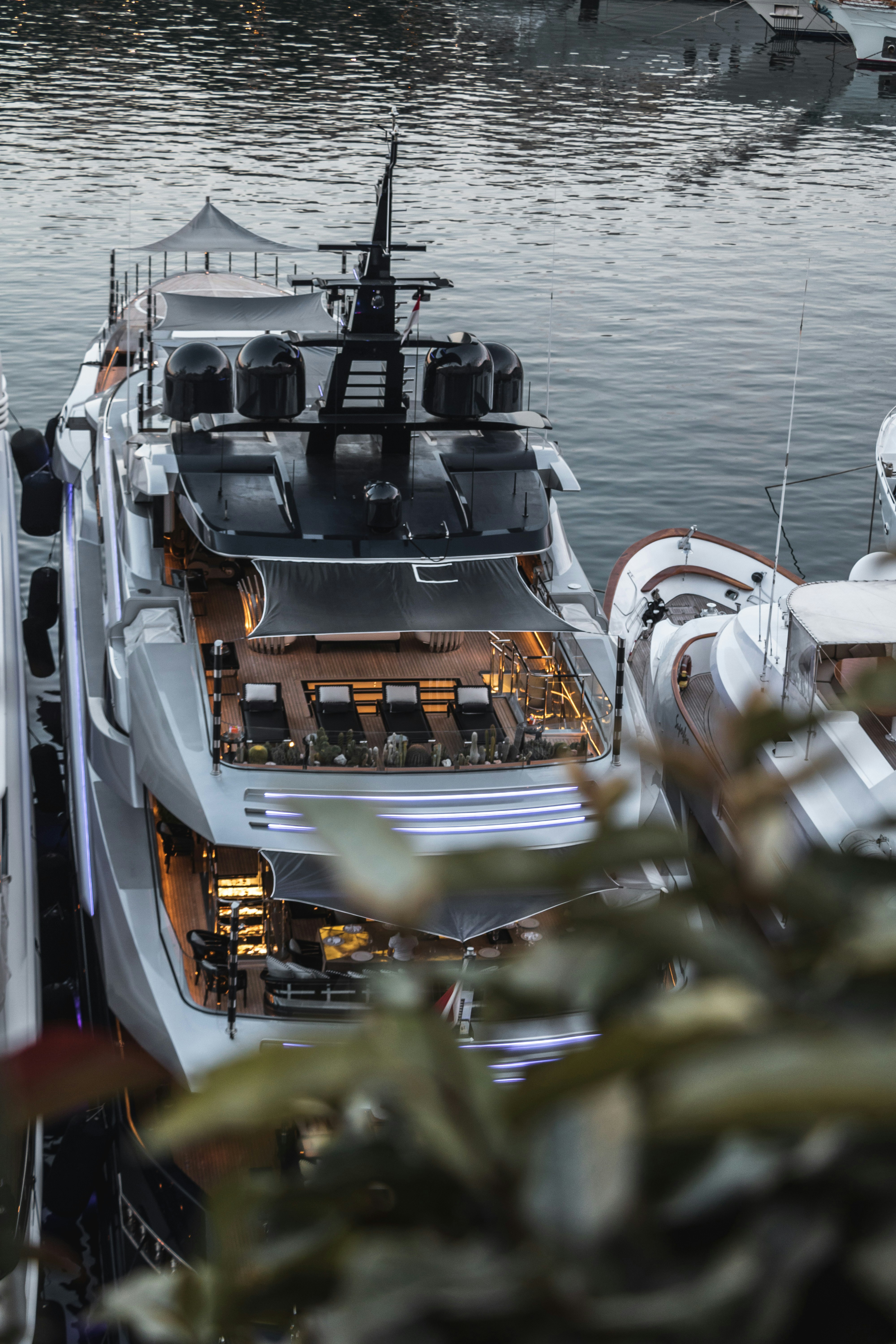 A yacht available for rental at the marina